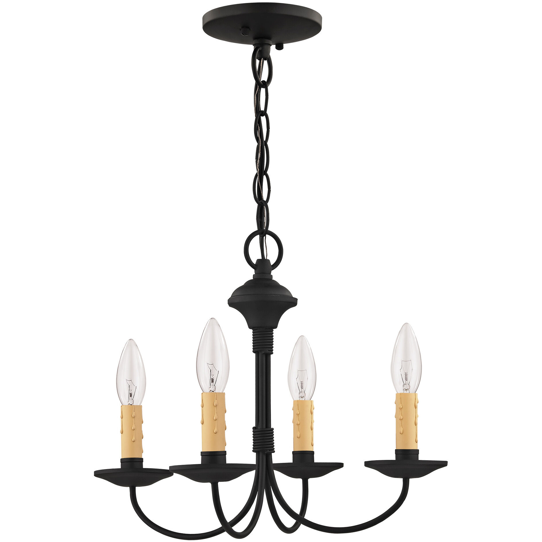 Heritage 4 Light 15 inch Black Convertible Mini Chandelier/Ceiling Mount Ceiling Light
