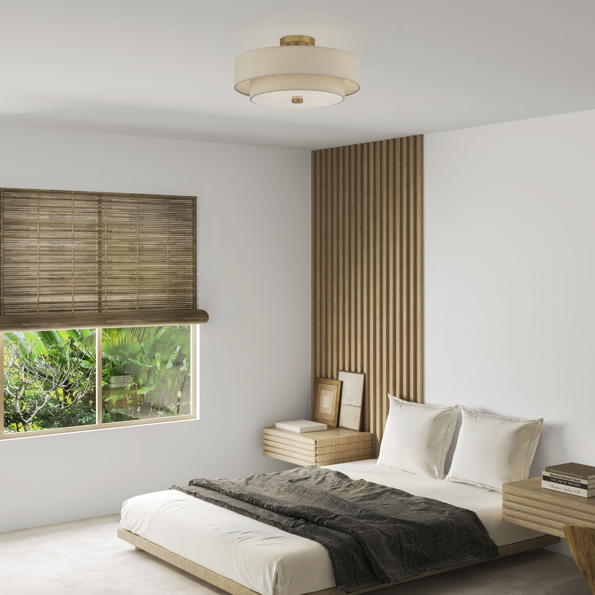 Bellingham 4 Light 18 inch Antique Gold Leaf Semi Flush Mount Ceiling Light, Large