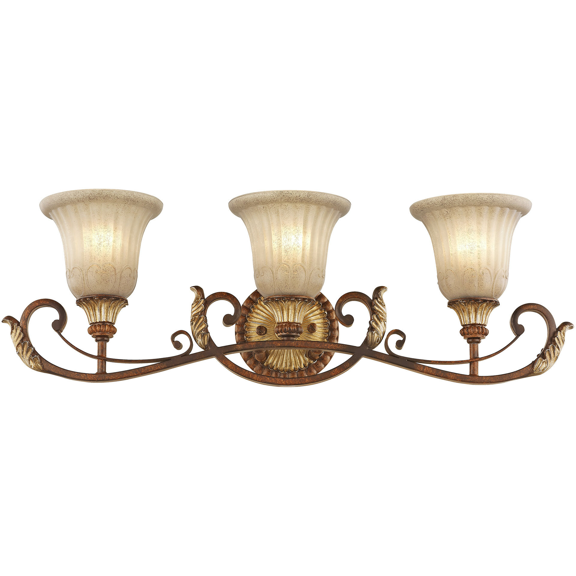 Villa Verona 3 Light 30 inch Verona Bronze with Aged Gold Leaf Accents Bath Vanity Wall Light