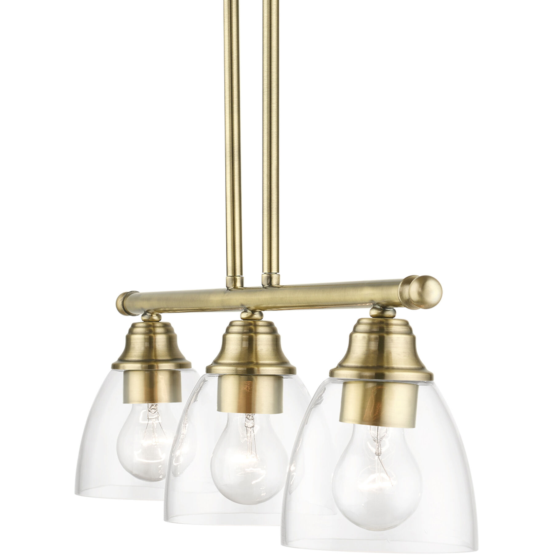 Montgomery 3 Light 30 inch Antique Brass Linear Chandelier Ceiling Light