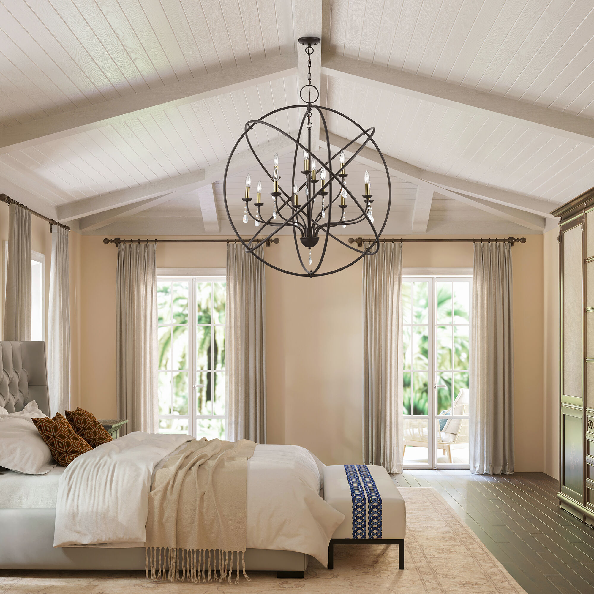 Aria 12 Light 40 inch Bronze with Antique Brass Finish Candles Grande Foyer Chandelier Ceiling Light