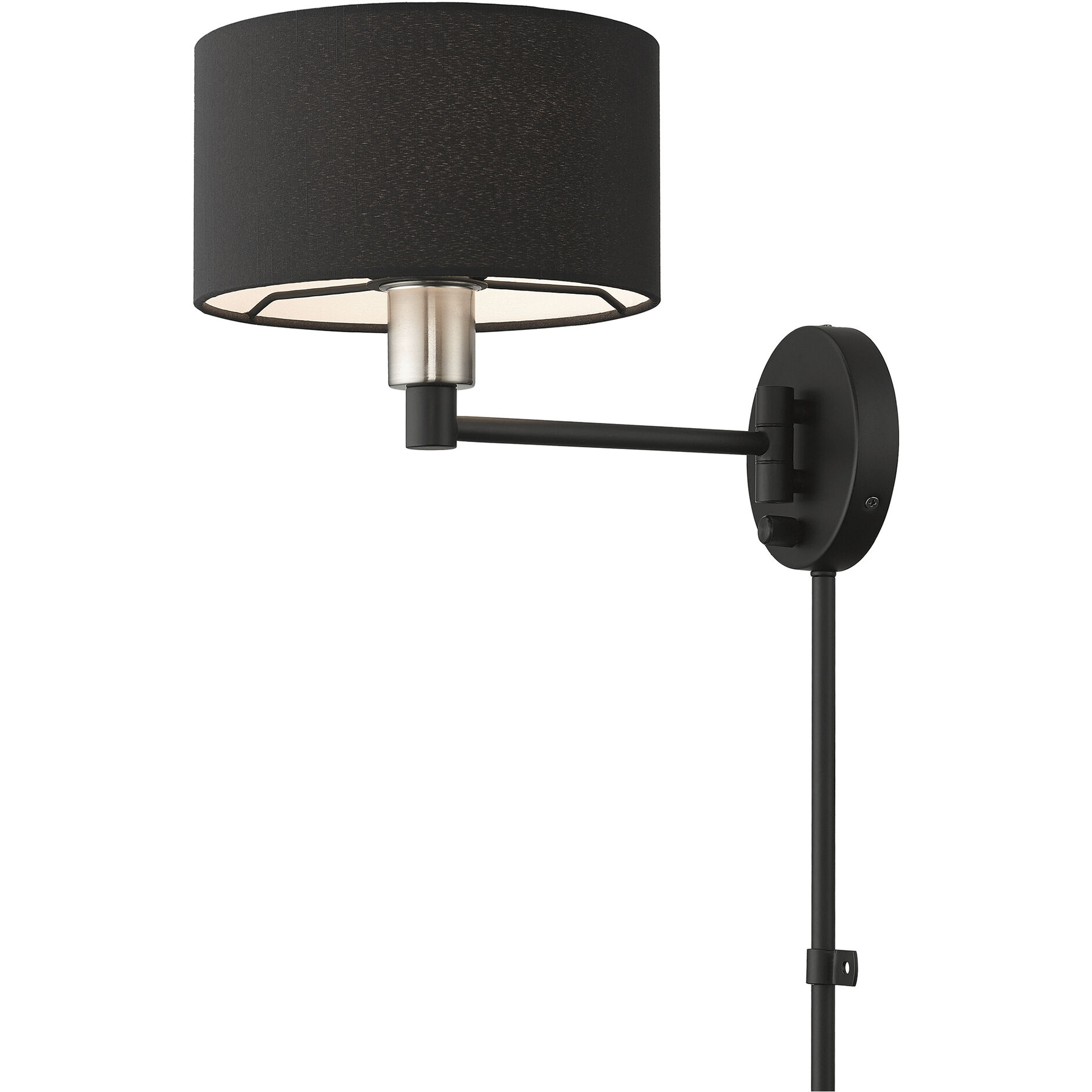Bainbridge 14.75 inch 60.00 watt Black with Brushed Nickel Accents Swing Arm Wall Lamp Wall Light