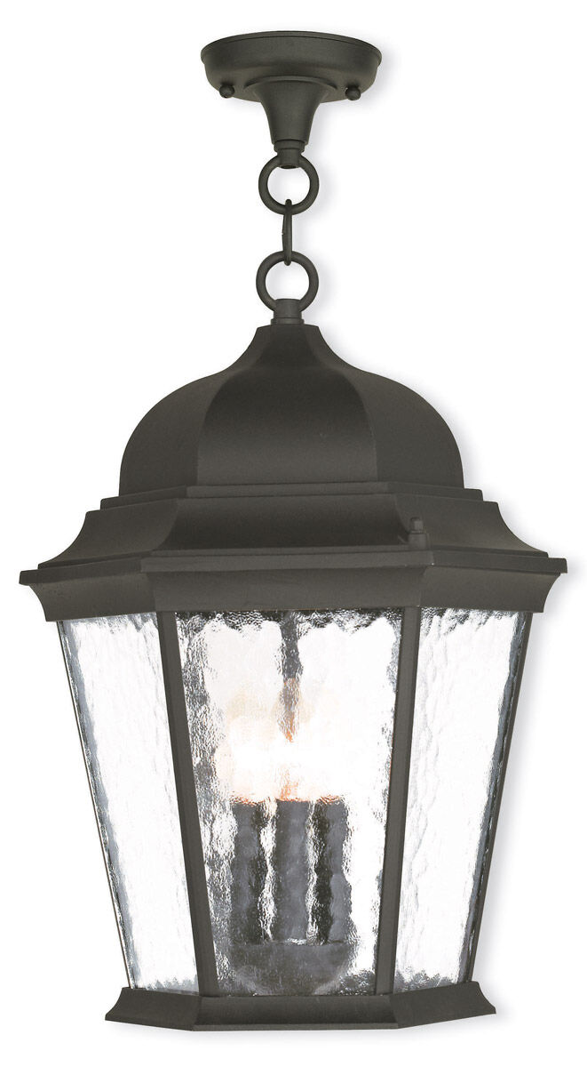 Hamilton 3 Light 13 inch Textured Black Outdoor Pendant Lantern