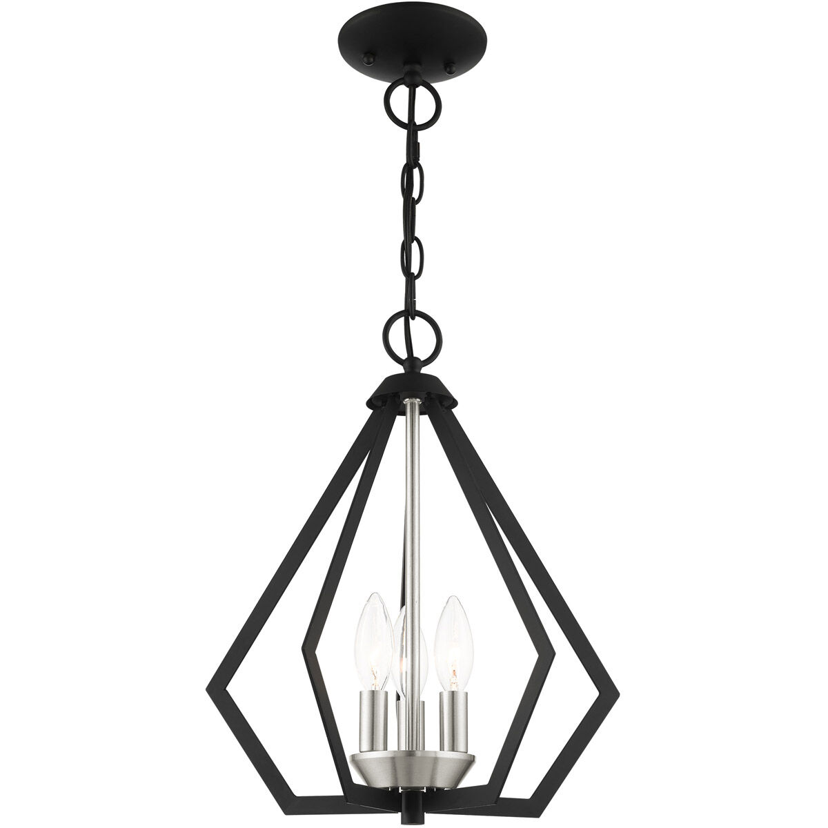 Prism 3 Light 14 inch Black with Brushed Nickel Cluster Convertible Semi Flush/Pendant Ceiling Light