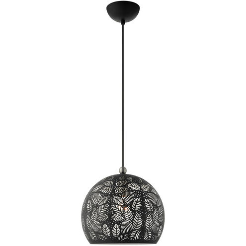 Chantily 1 Light 12 inch Black with Brushed Nickel Accents Pendant Ceiling Light