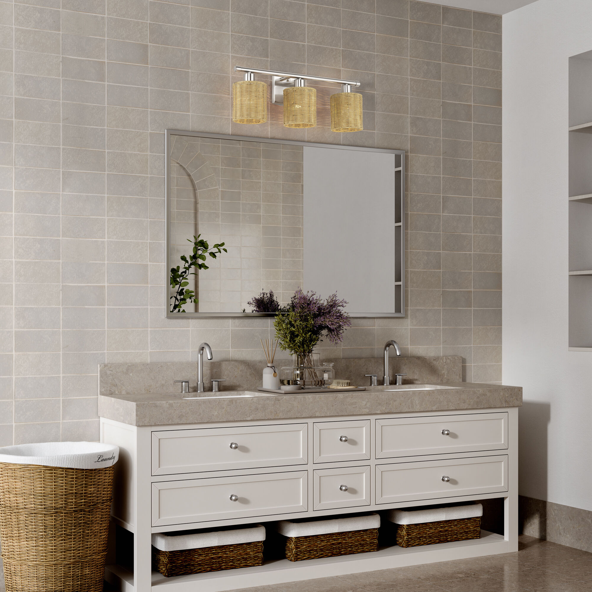 Weavington 3 Light 23.5 inch Brushed Nickel Vanity Wall Sconce Wall Light