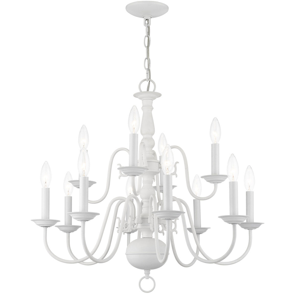 Williamsburg 12 Light 26 inch White Chandelier Ceiling Light
