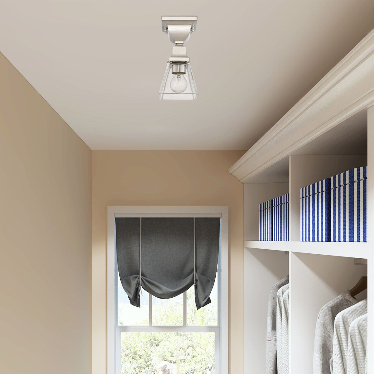 Mission 1 Light 5 inch Brushed Nickel Flush Mount Ceiling Light