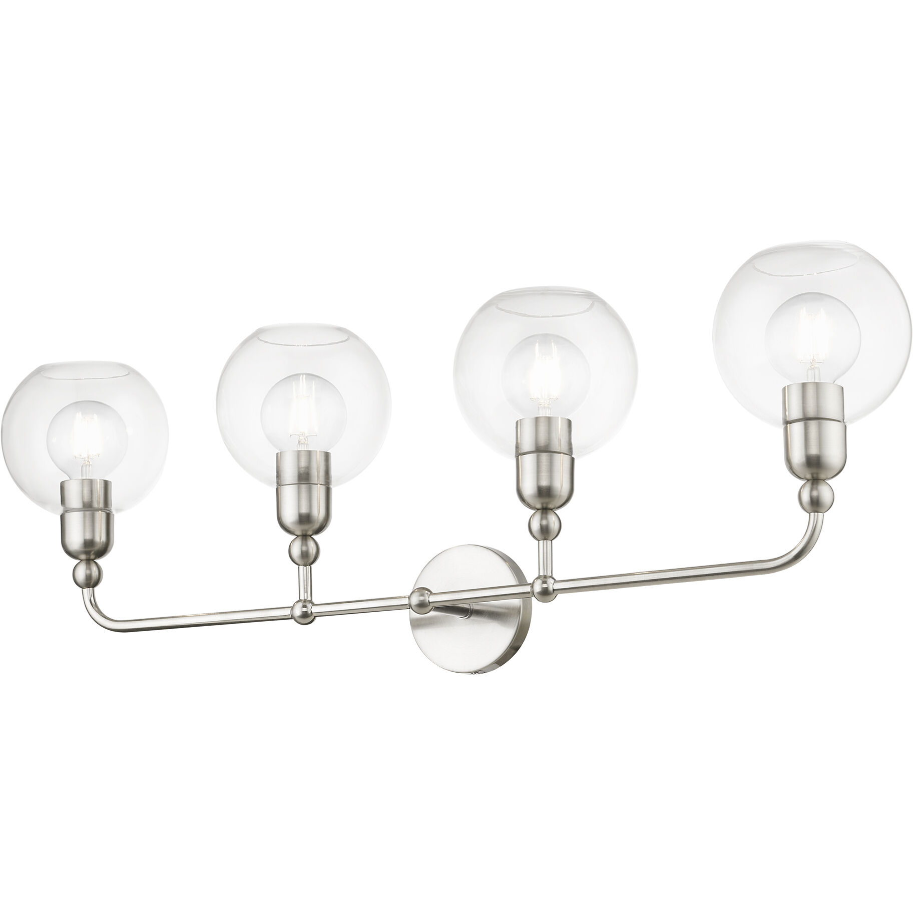 Downtown 4 Light 36 inch Brushed Nickel Vanity Sconce Wall Light, Large, Sphere