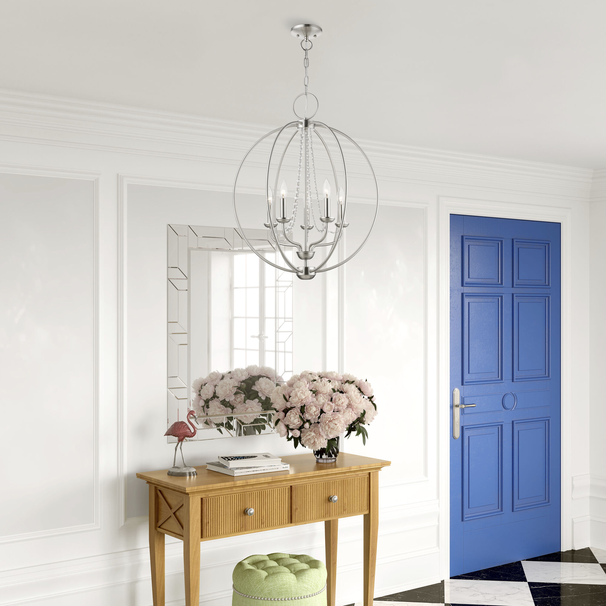 Arabella 5 Light 22 inch Brushed Nickel Chandelier Ceiling Light, Globe