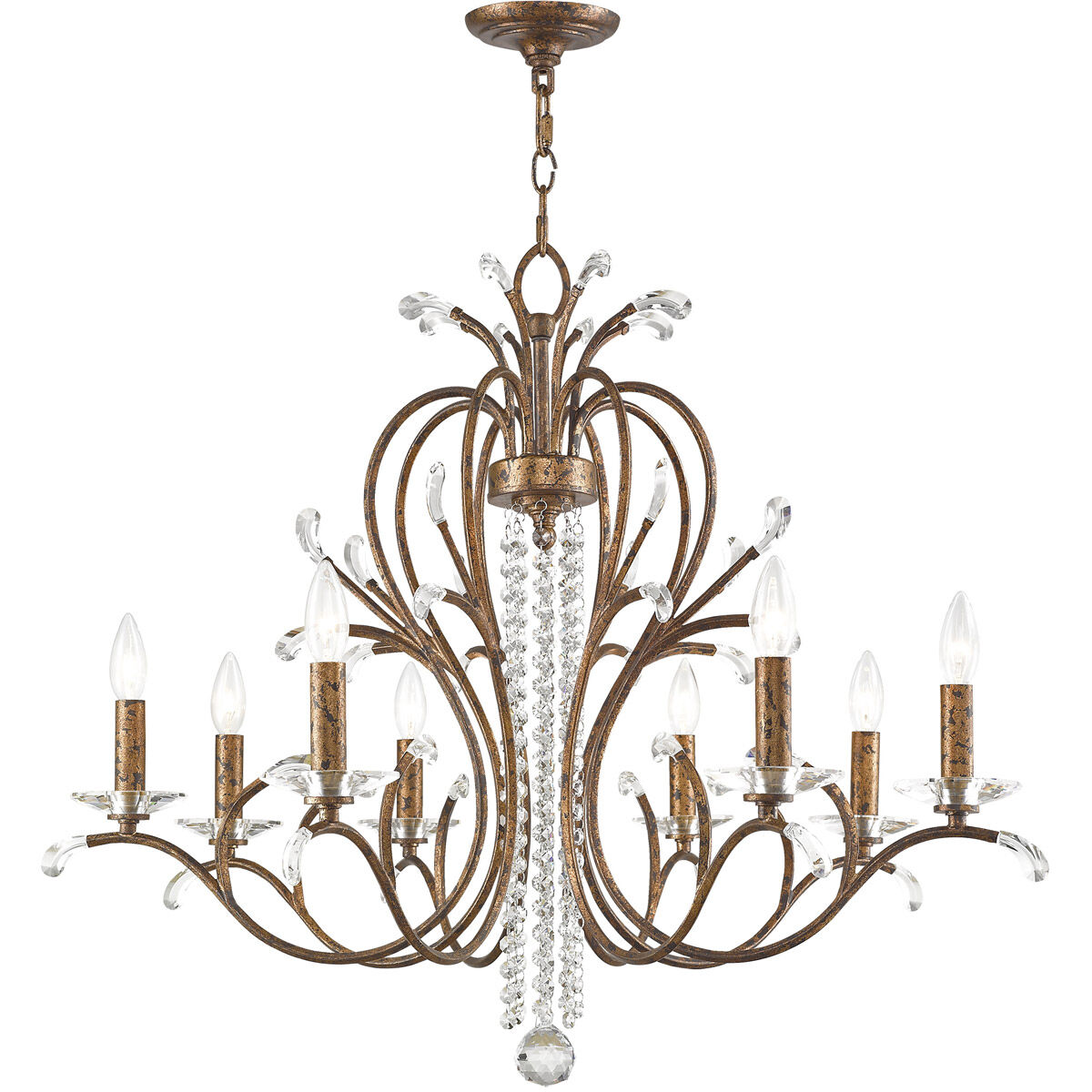 Serafina 8 Light 33 inch Hand Applied Venetian Golden Bronze Chandelier Ceiling Light