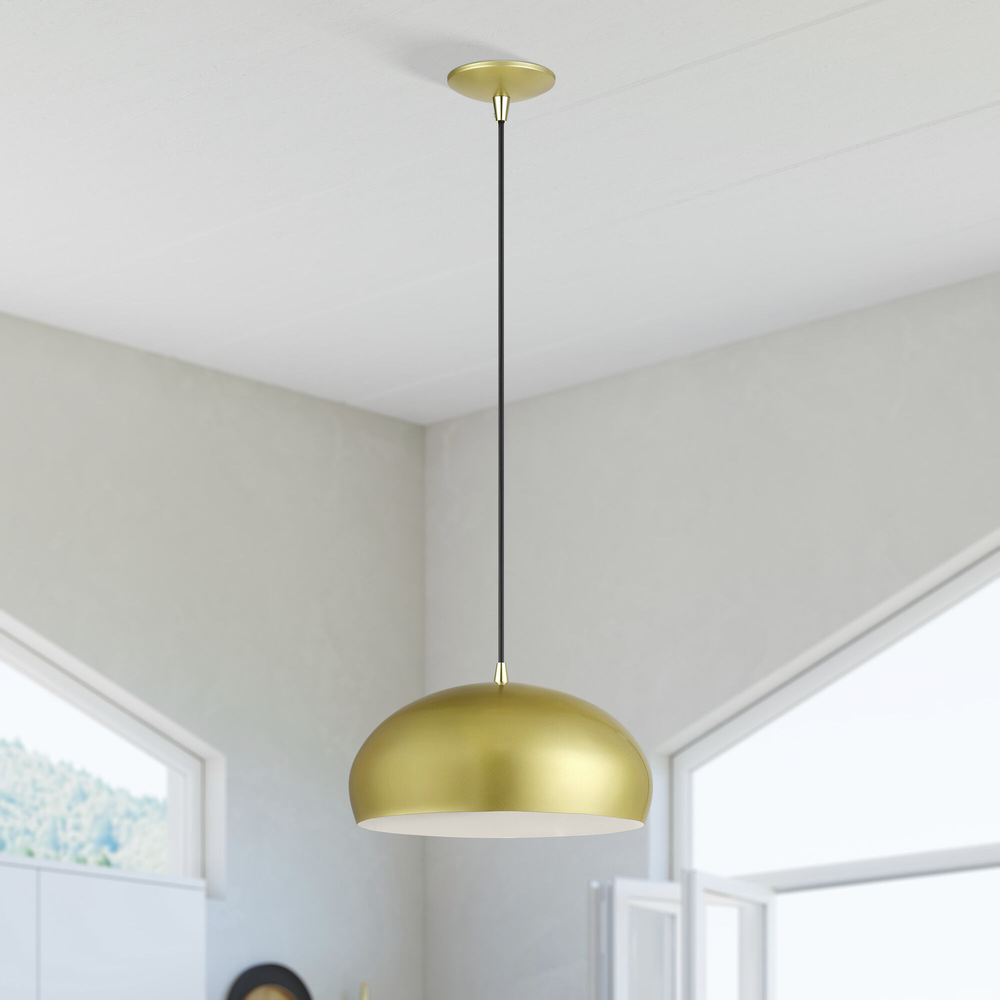 Domma 1 Light 14 inch Soft Gold with Polished Brass Accents Pendant Ceiling Light