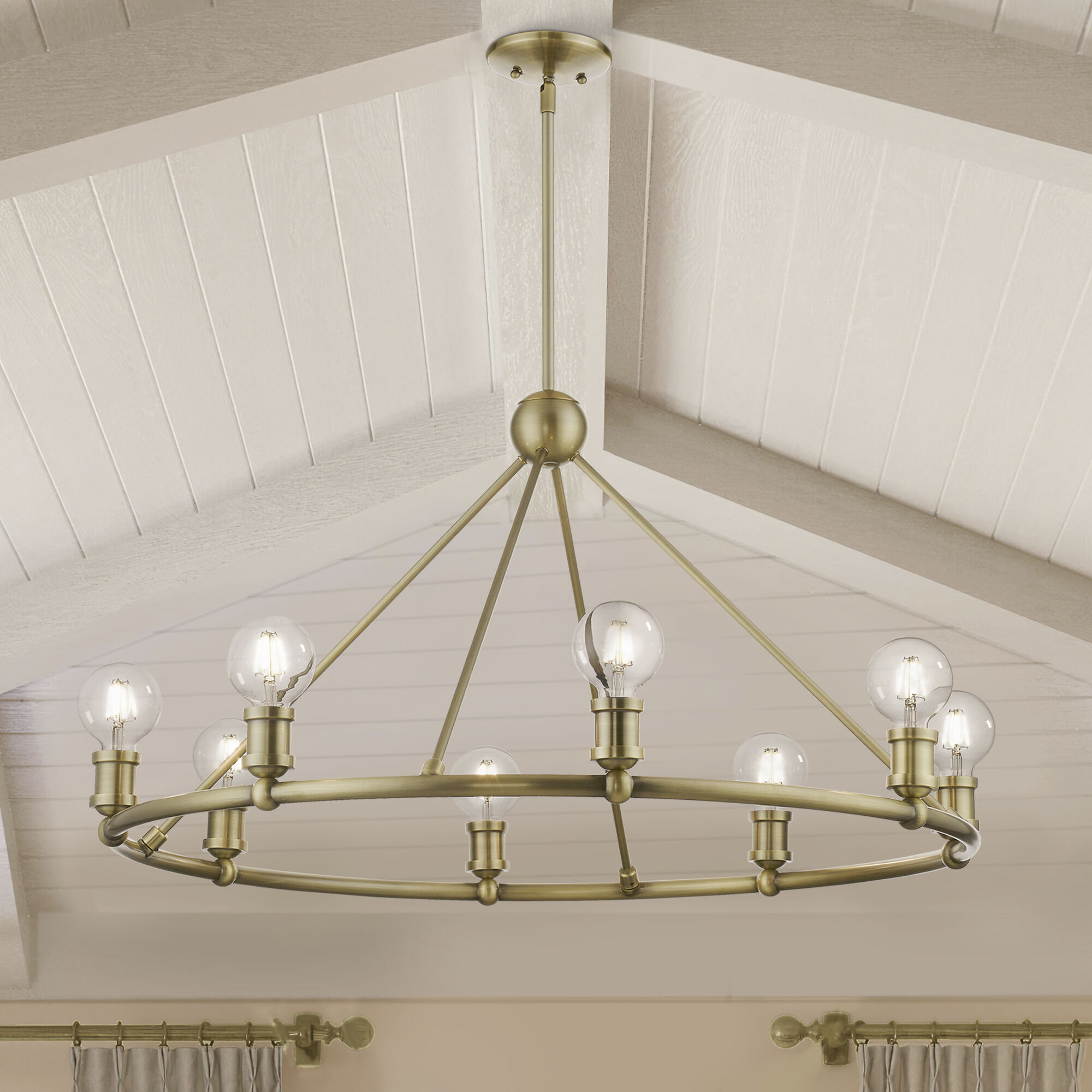 Lansdale 8 Light 34 inch Antique Brass Chandelier Ceiling Light