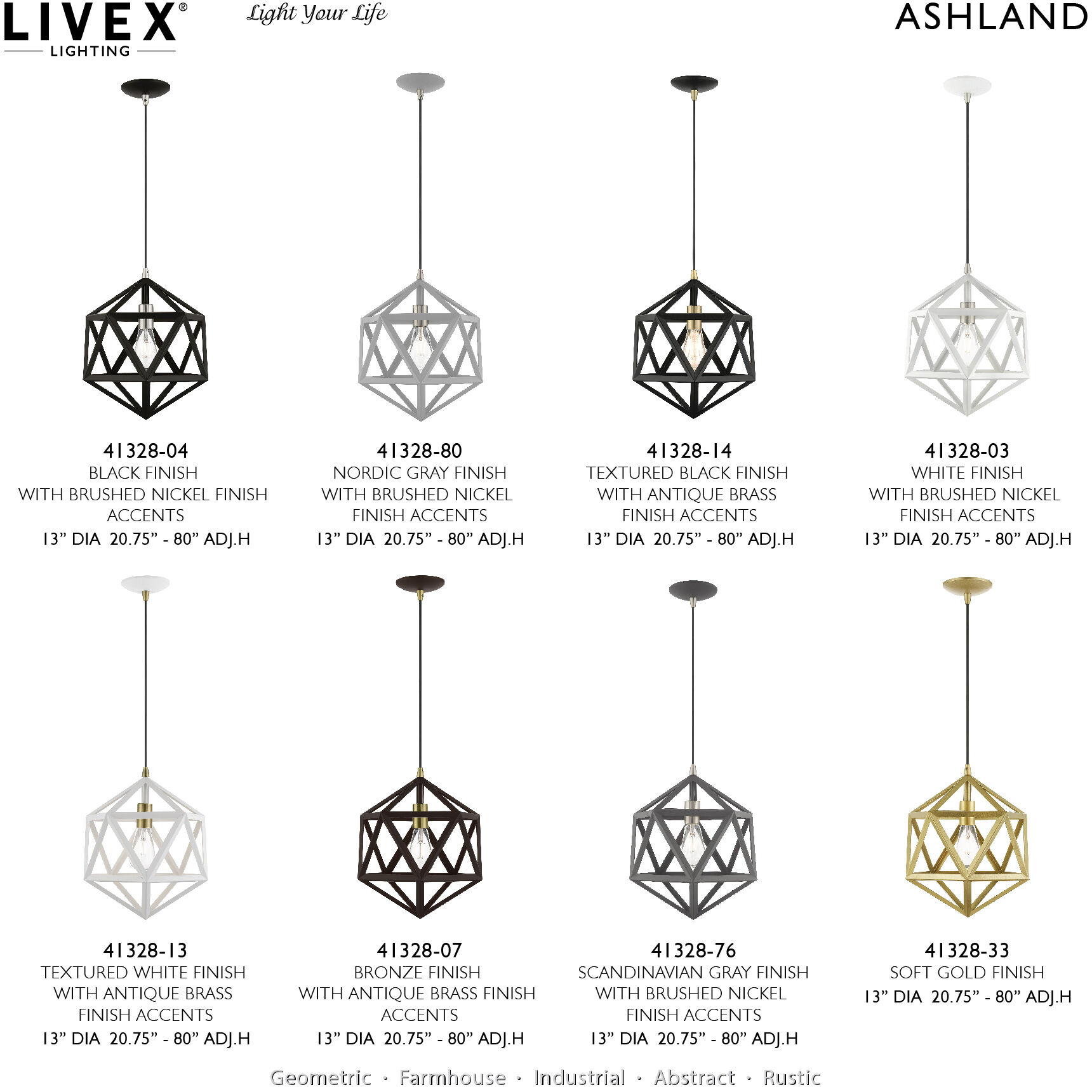 Geometric 1 Light 13 inch Scandinavian Gray Mini Pendant Ceiling Light