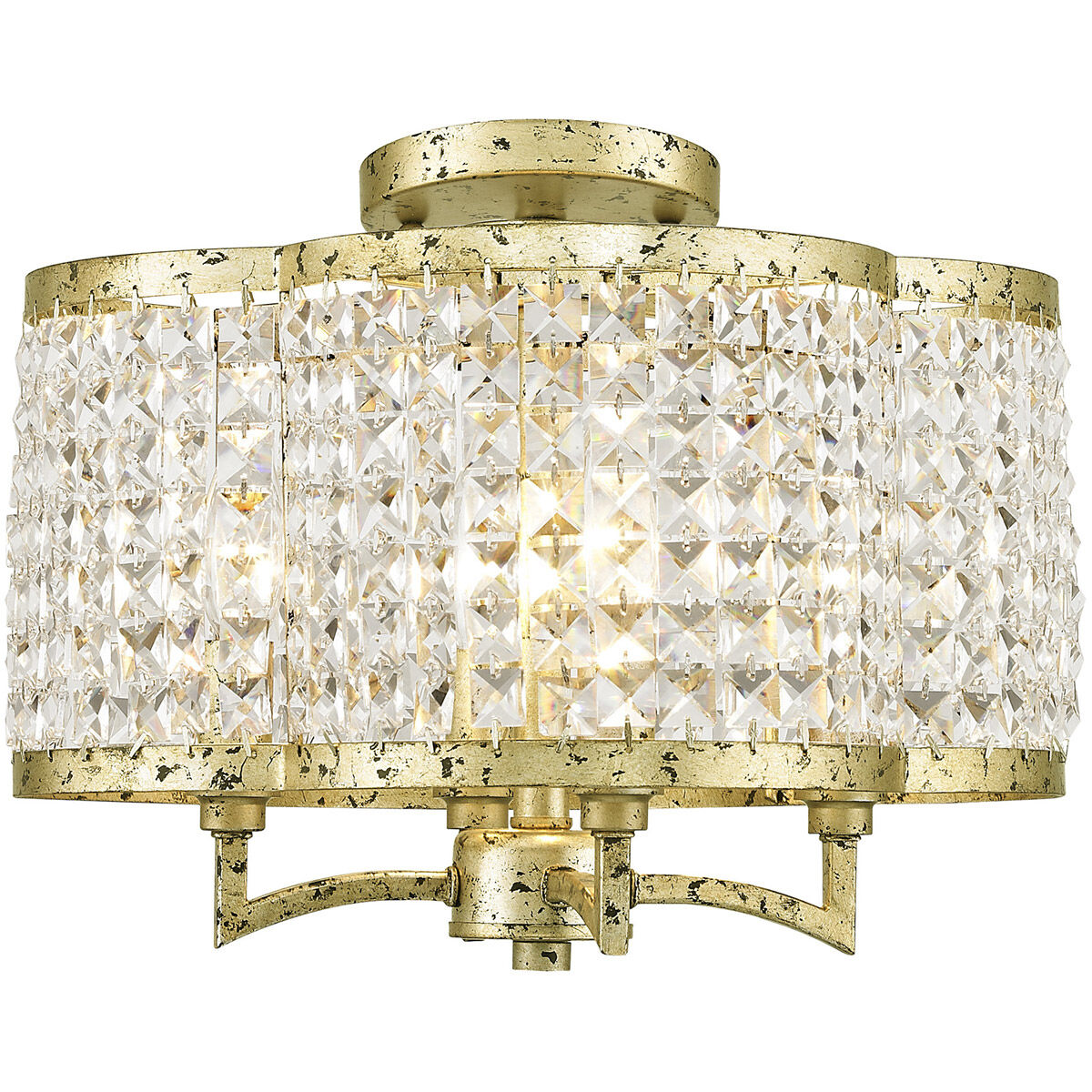 Grammercy 4 Light 14 inch Hand Applied Winter Gold Convertible Mini Chandelier/Ceiling Mount Ceiling Light