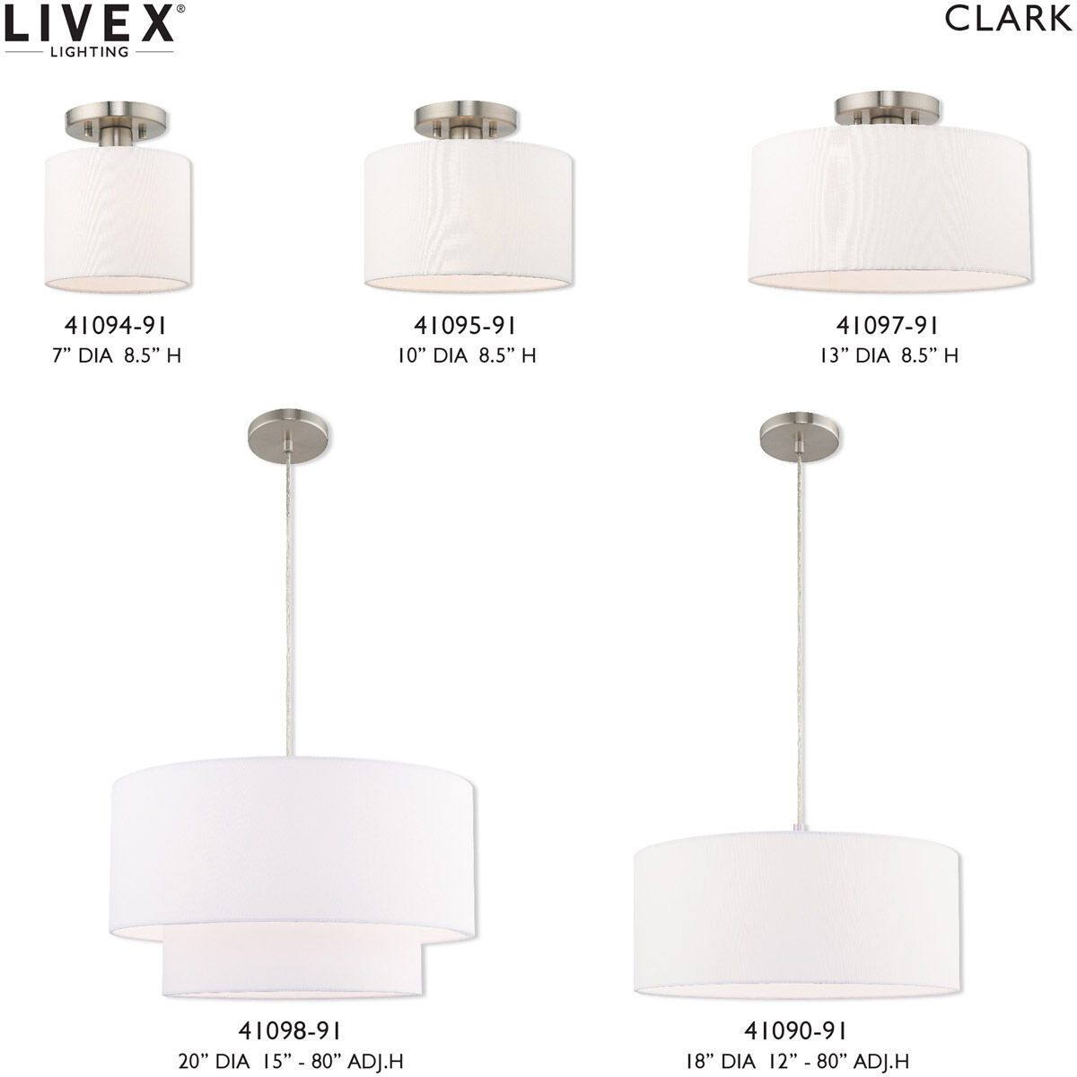 Clark 1 Light 20 inch Brushed Nickel Pendant Chandelier Ceiling Light