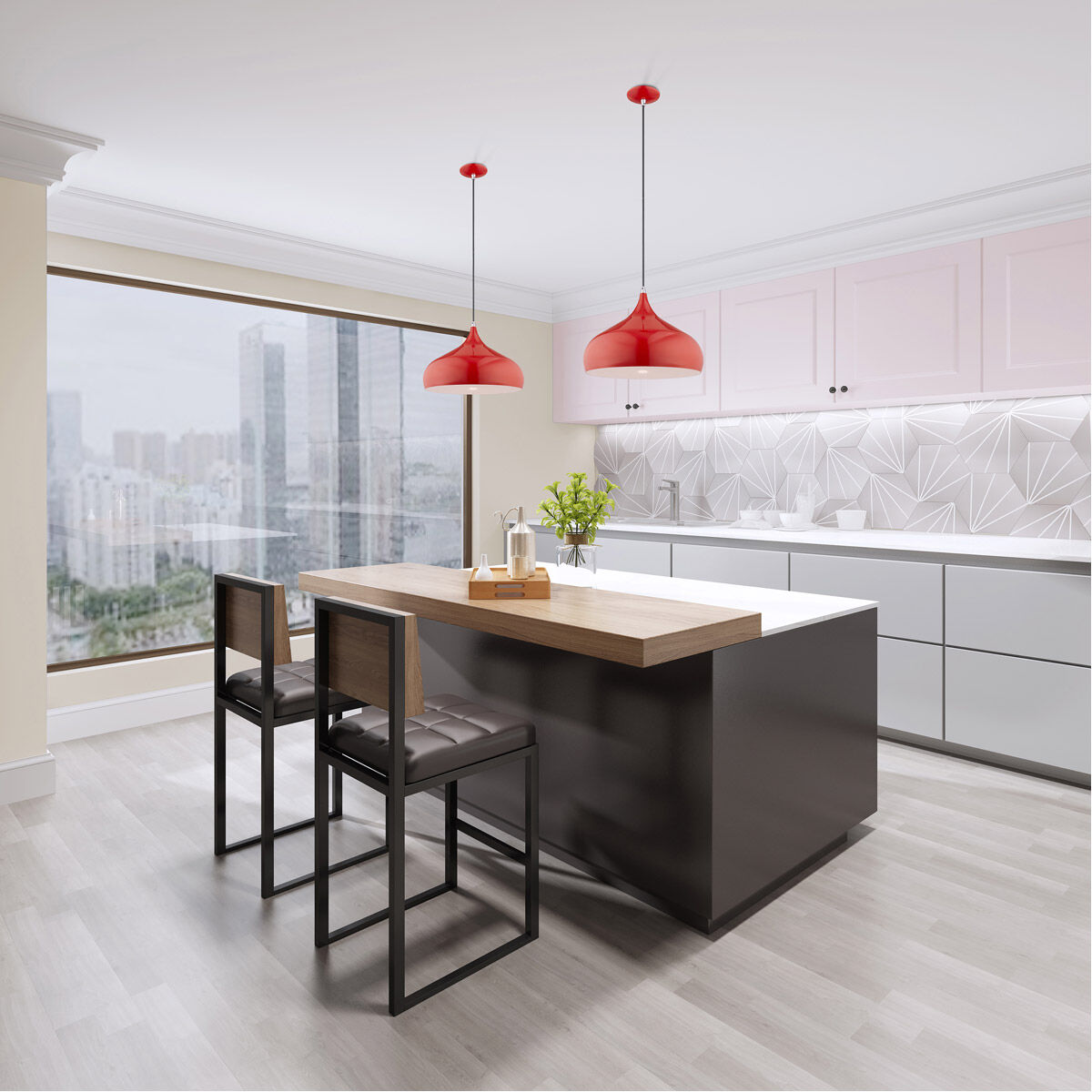 Allison 1 Light 16 inch Shiny Red Mini Pendant Ceiling Light