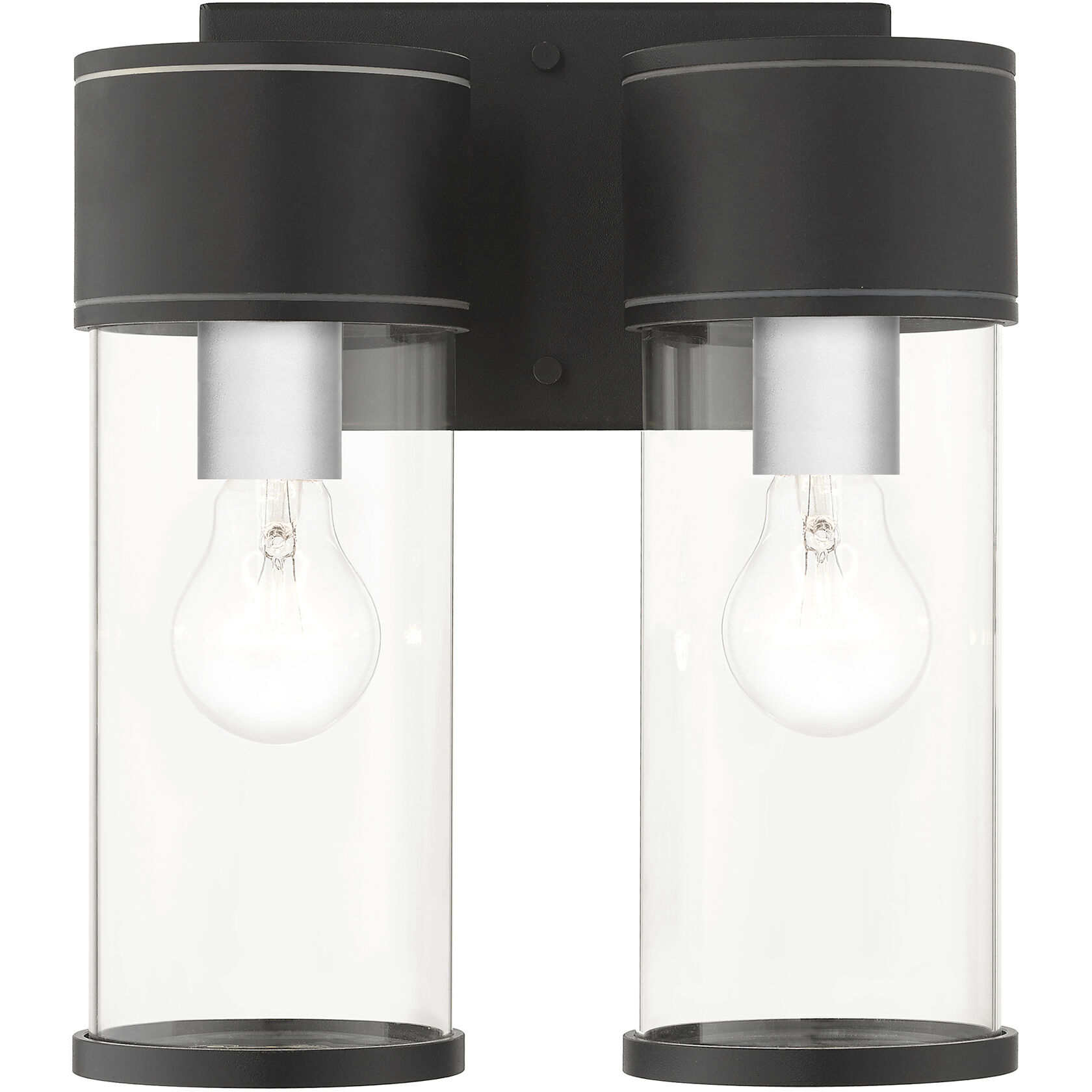 Atlantic 2 Light 10.25 inch Textured Black with Antique Silver Finish Accents Outdoor Large Wall Lantern Wall Light