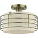 Blanchard 1 Light 12 inch Antique Brass Semi Flush Mount Ceiling Light, Medium