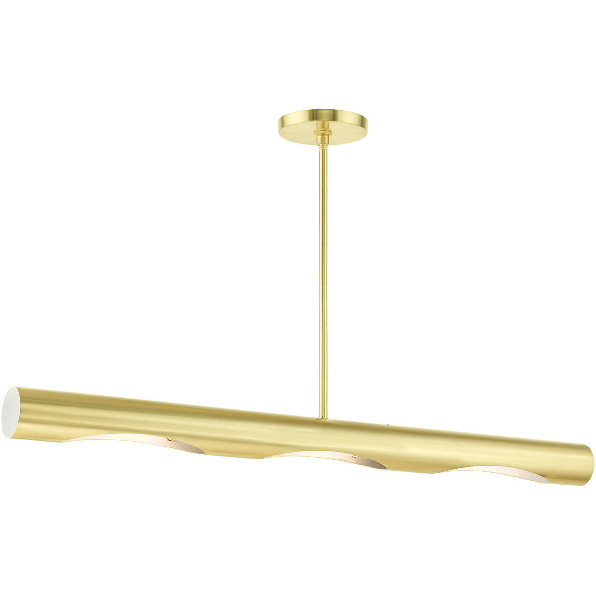 Novato 3 Light 42 inch Satin Brass Linear Chandelier Ceiling Light