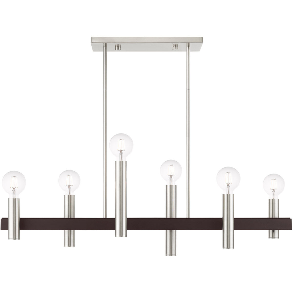 Helsinki 6 Light 8.25 inch Brushed Nickel with Bronze Accents Chandelier Ceiling Light