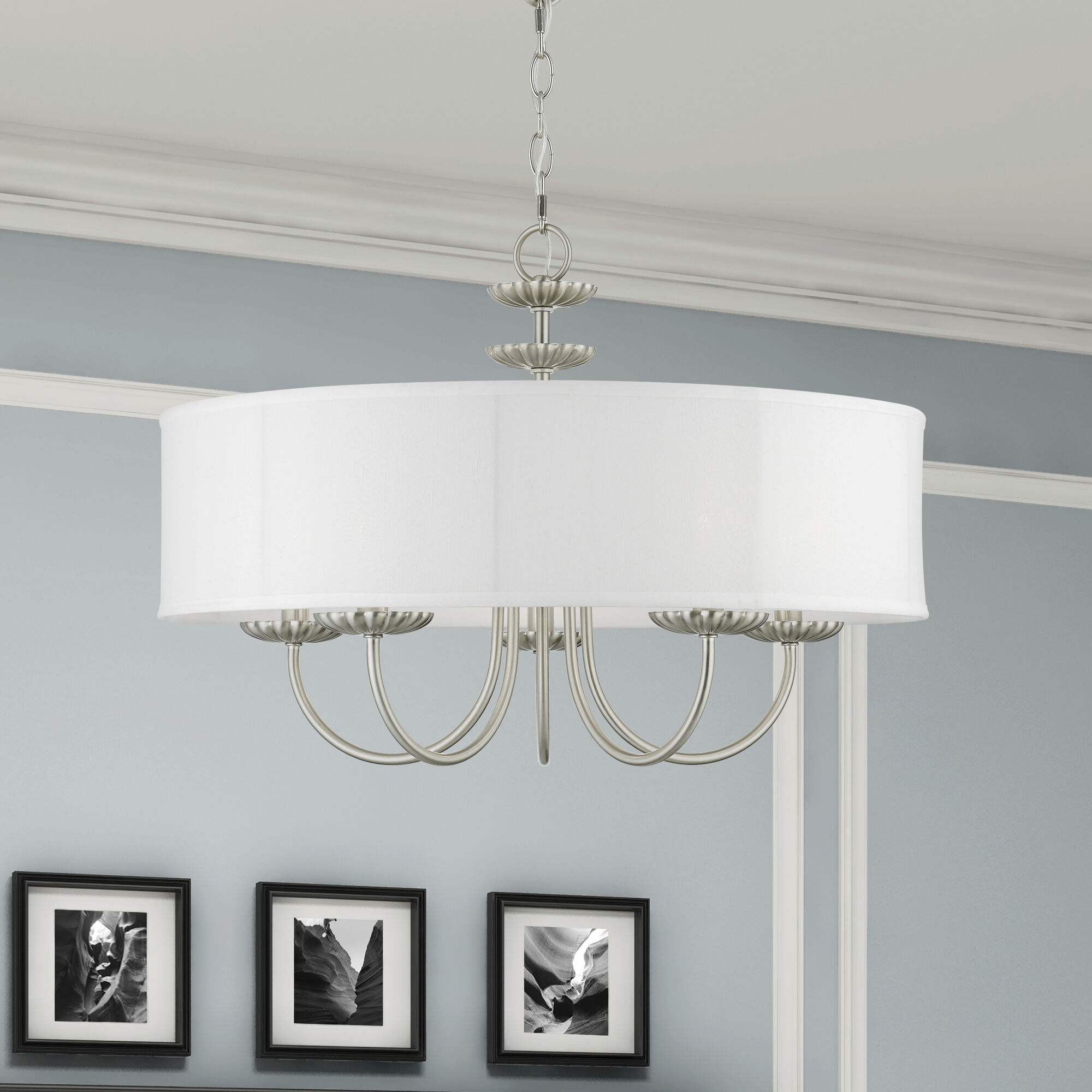Brookdale 5 Light 23 inch Brushed Nickel Pendant Chandelier Ceiling Light