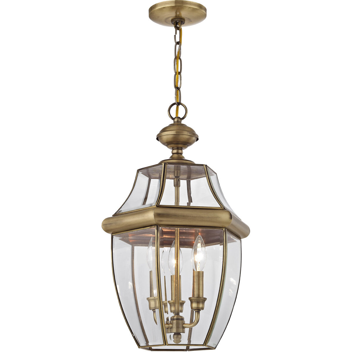 Monterey 3 Light 13 inch Antique Brass Outdoor Pendant Lantern