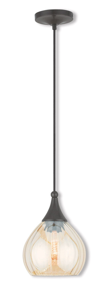 Art Glass 1 Light 7 inch English Bronze Mini Pendant Ceiling Light