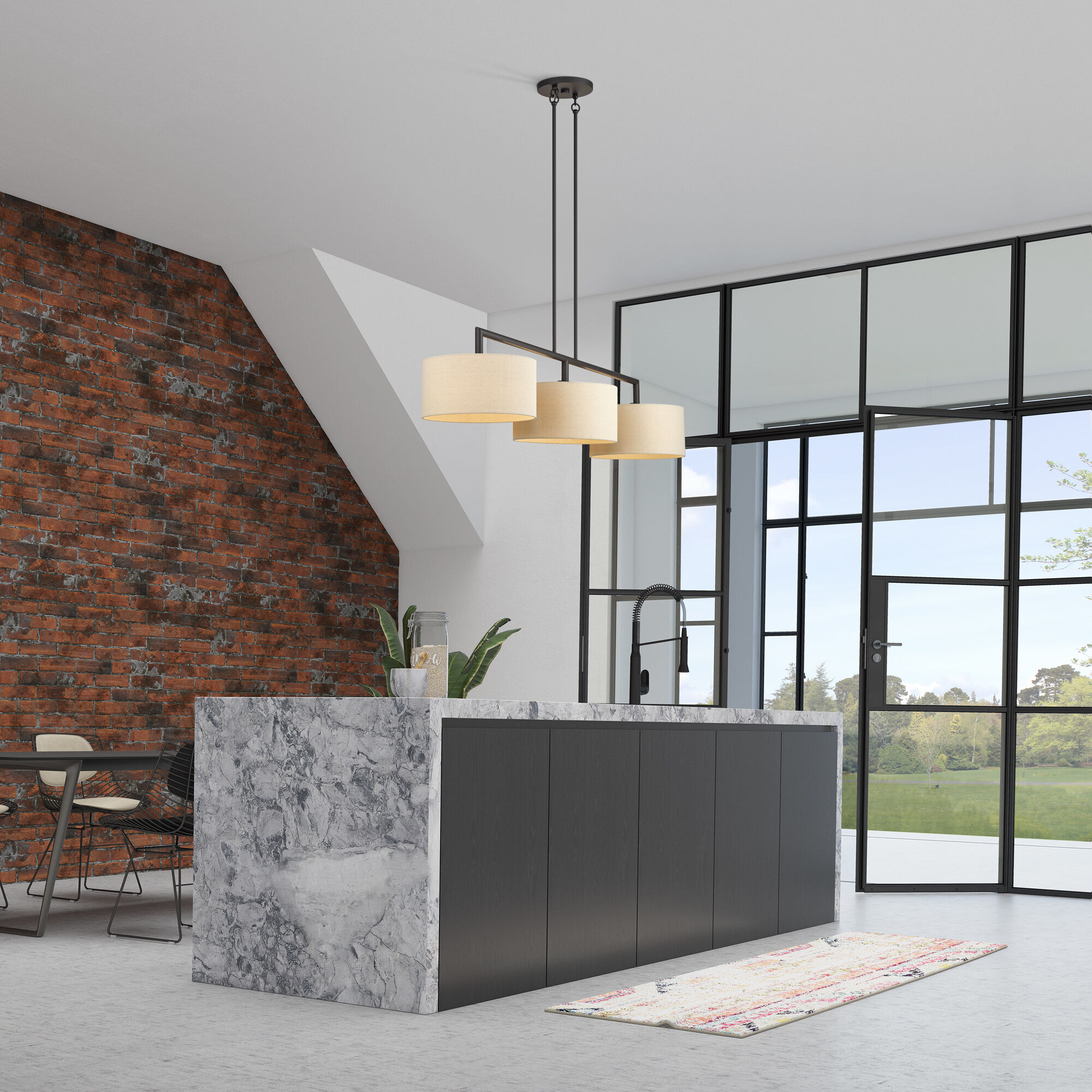 Bellingham 3 Light 51 inch Bronze Linear Chandelier Ceiling Light, Extra Large