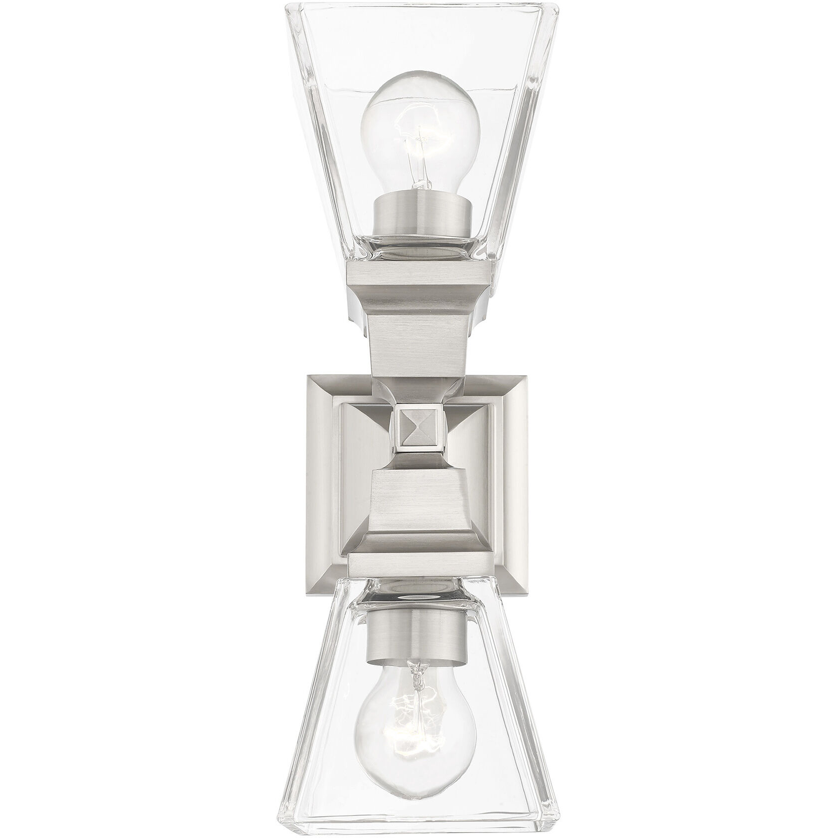 Mission 2 Light 5 inch Brushed Nickel Sconce Wall Light