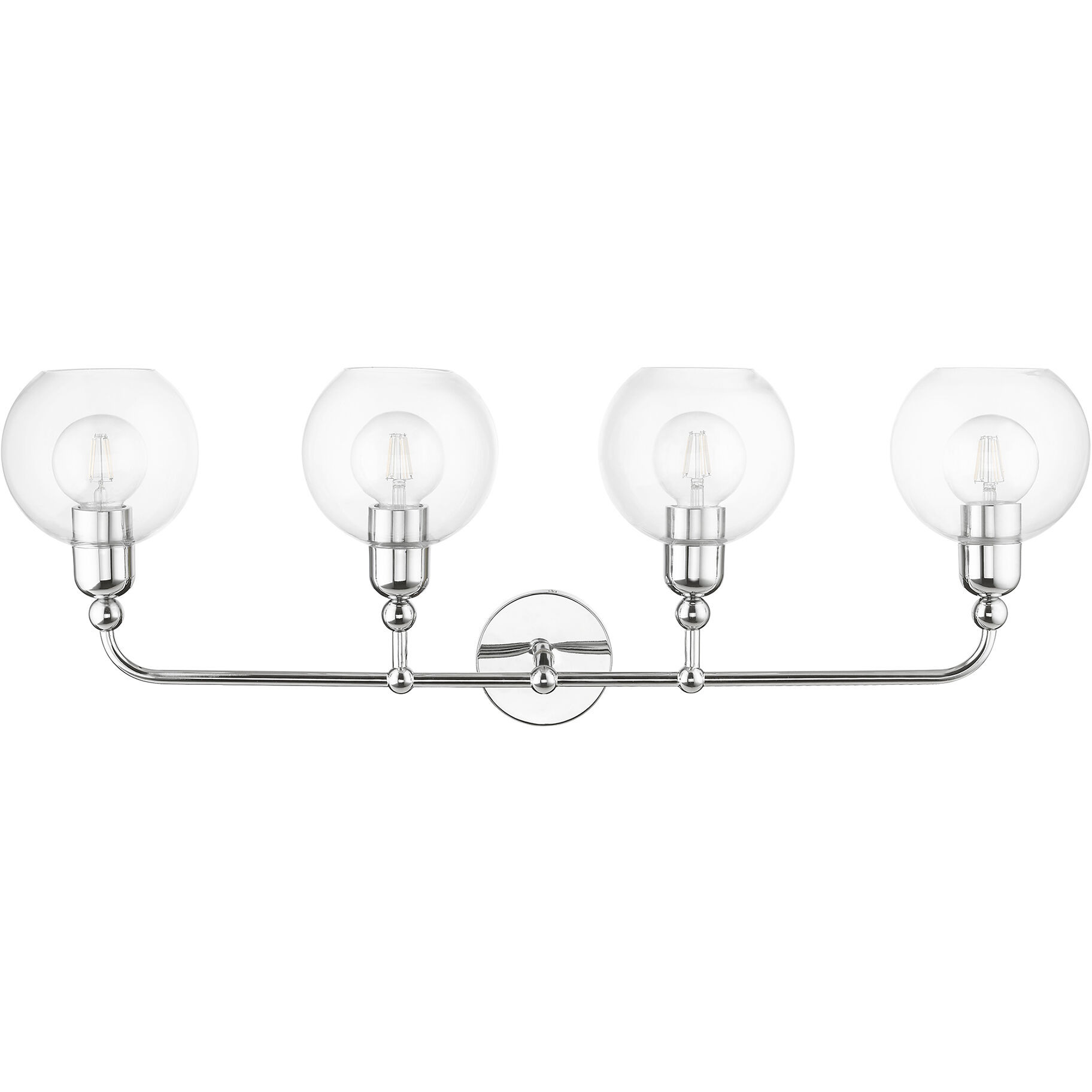 Downtown 4 Light 36 inch Polished Chrome Vanity Sconce Wall Light, Large, Sphere