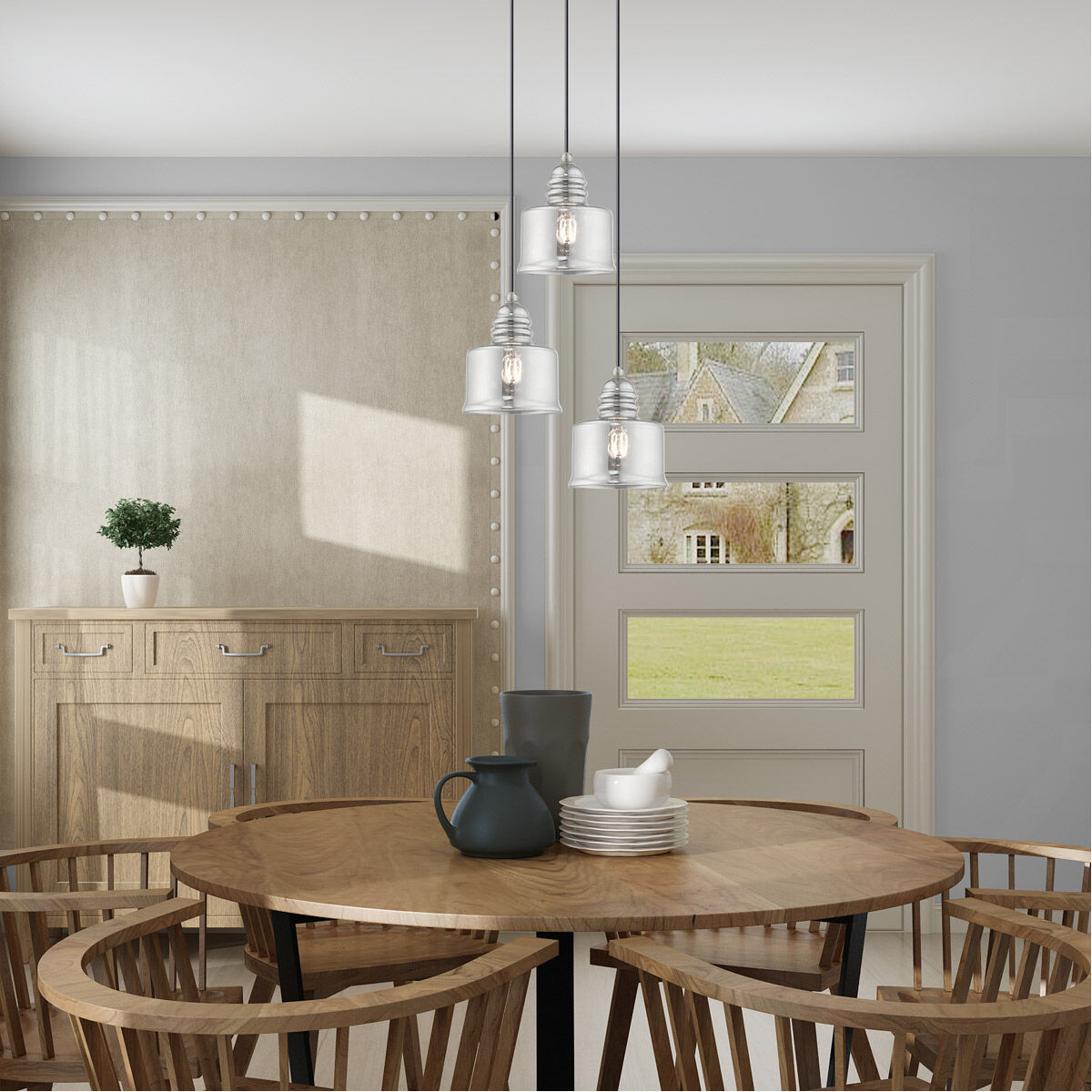 Art Glass 1 Light 7 inch Brushed Nickel Mini Pendant Ceiling Light