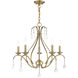 Caterina 5 Light 24 inch Antique Brass with Clear Crystals Chandelier Ceiling Light