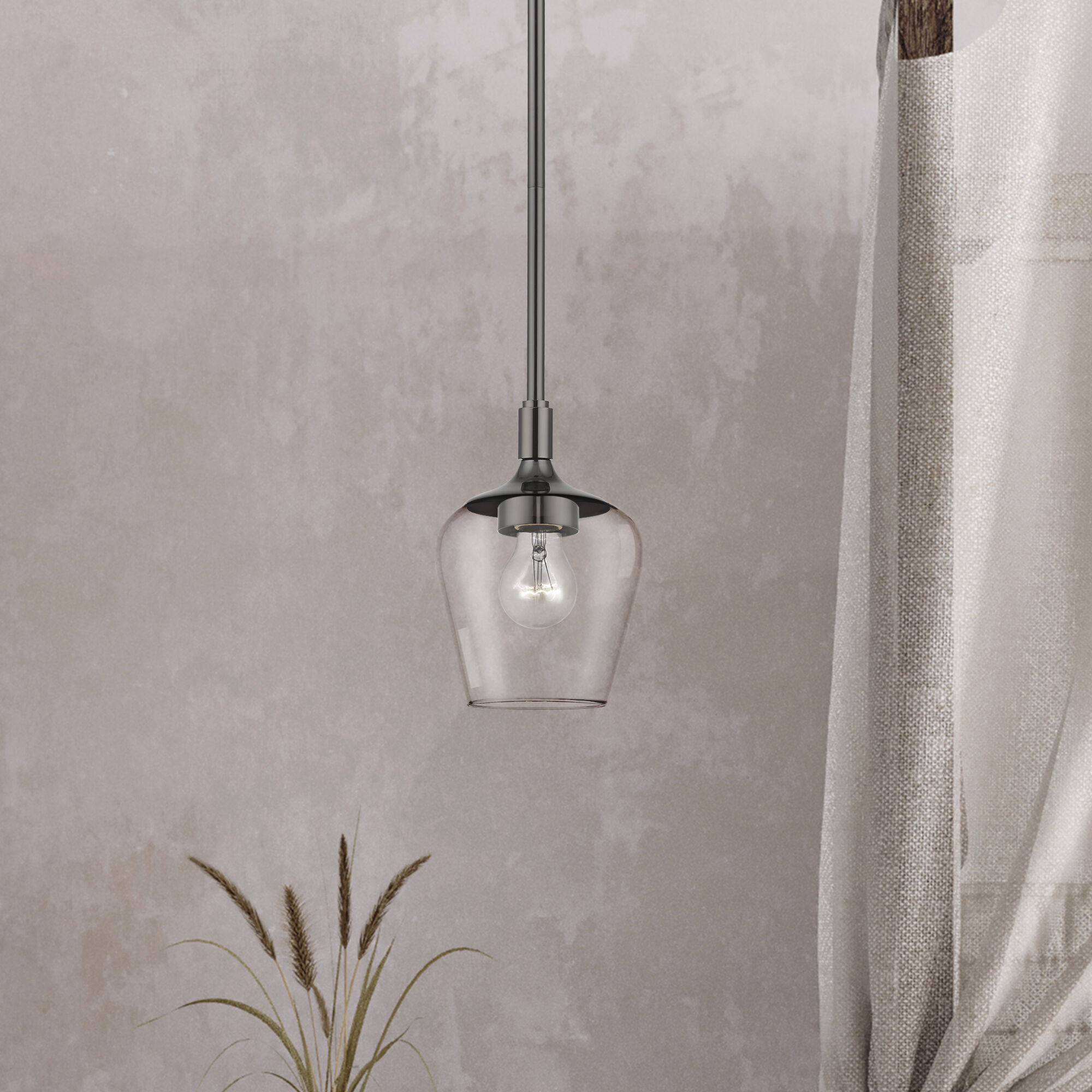 Willow 1 Light 5.75 inch Black Chrome Single Pendant Ceiling Light, Single