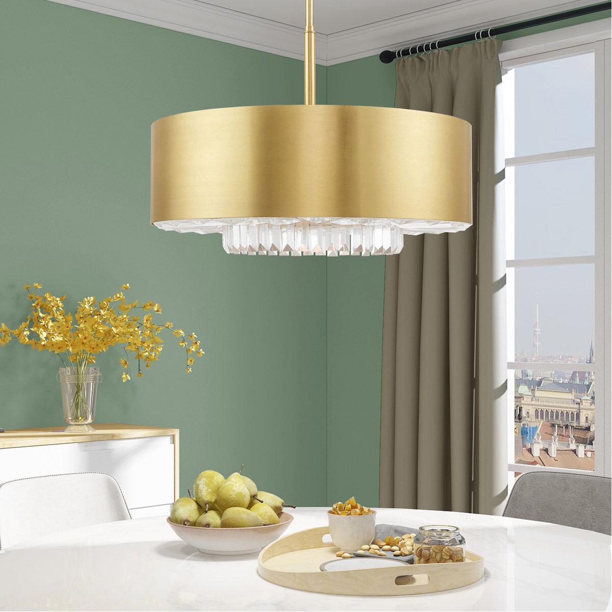 Madison 6 Light 24 inch Satin Brass Pendant Chandelier Ceiling Light