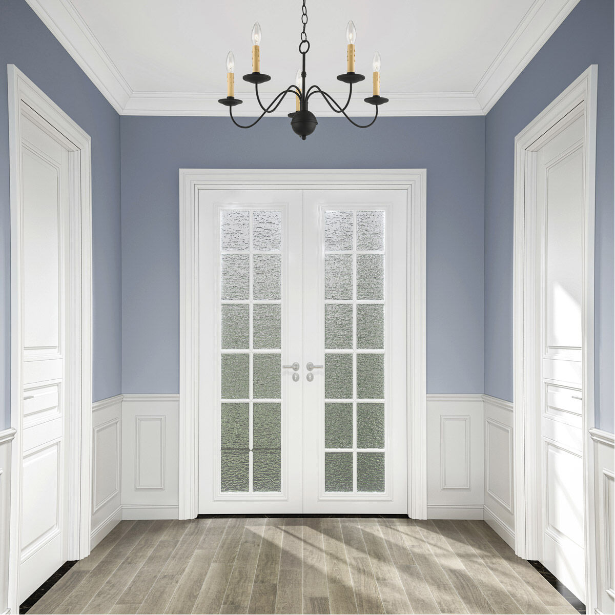 Heritage 5 Light 24 inch Black Chandelier Ceiling Light