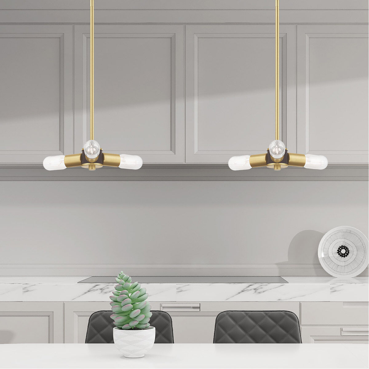 Copenhagen 3 Light 13 inch Satin Brass Mini Chandelier Ceiling Light