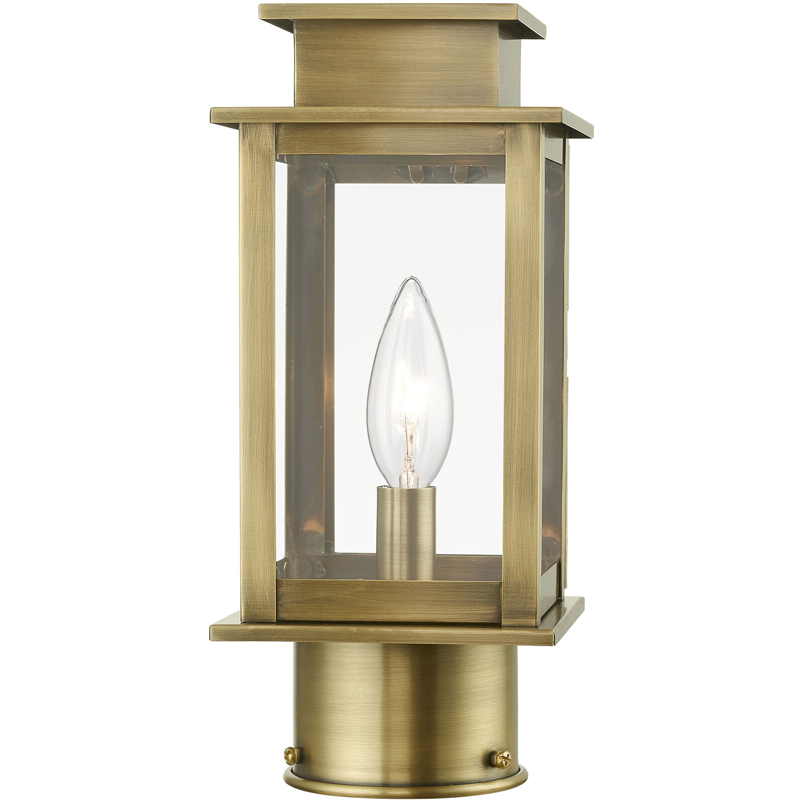 Princeton 1 Light 11 inch Antique Brass Outdoor Mini Post Top Lantern