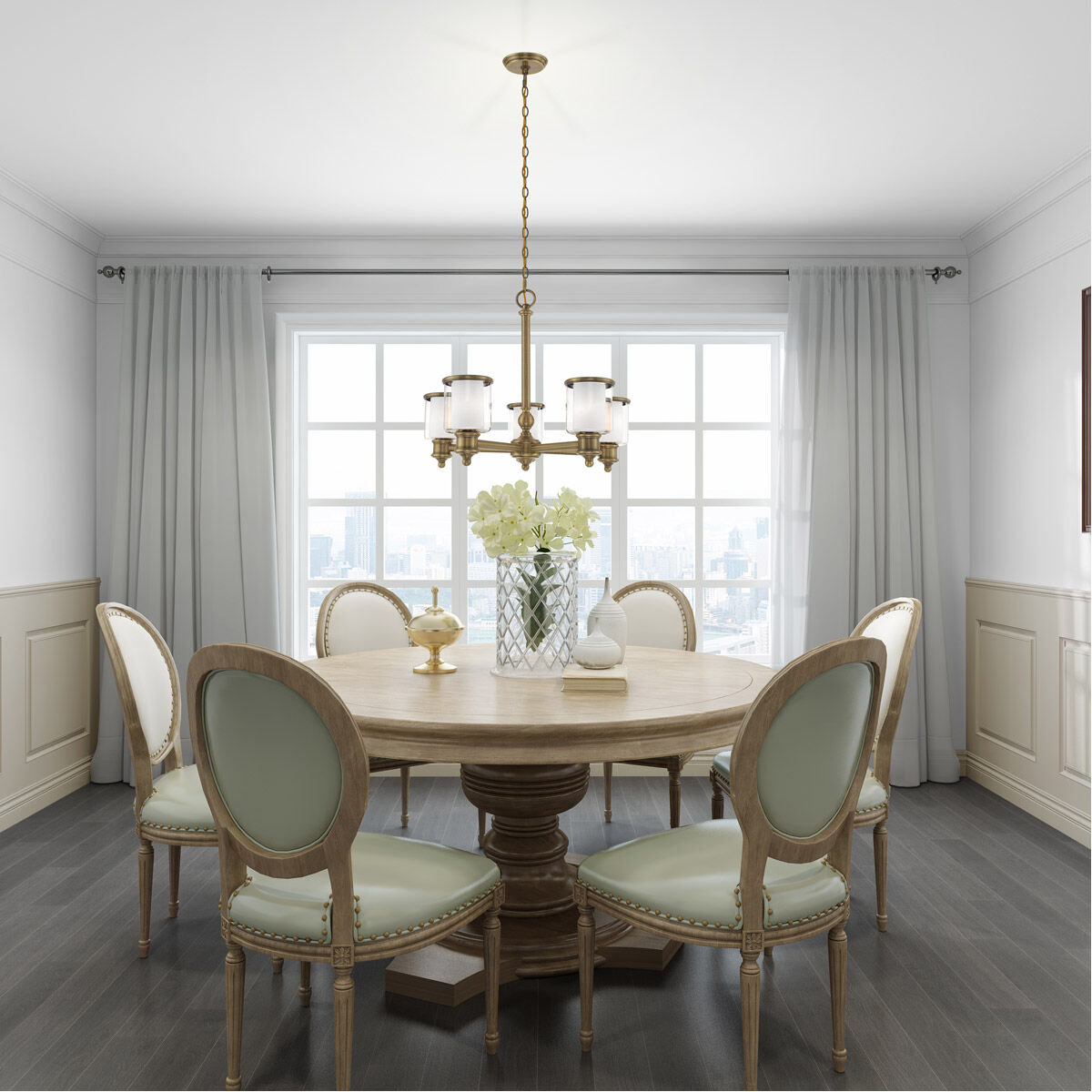 Middlebush 5 Light 25 inch Antique Brass Chandelier Ceiling Light