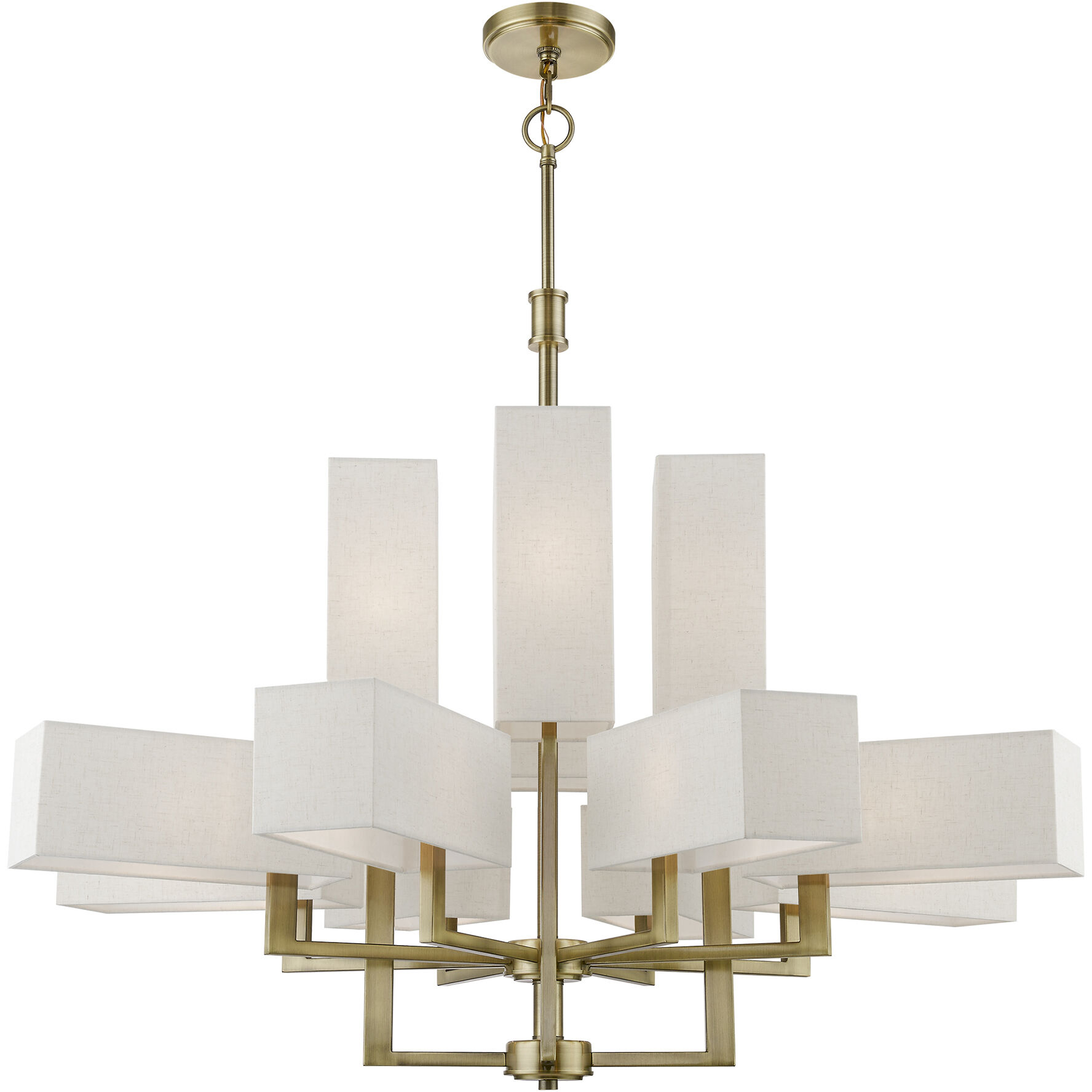 Rubix 12 Light 44 inch Antique Brass Foyer Chandelier Ceiling Light, Extra Large
