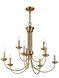 Estate 9 Light 30 inch Antique Brass Chandelier Ceiling Light