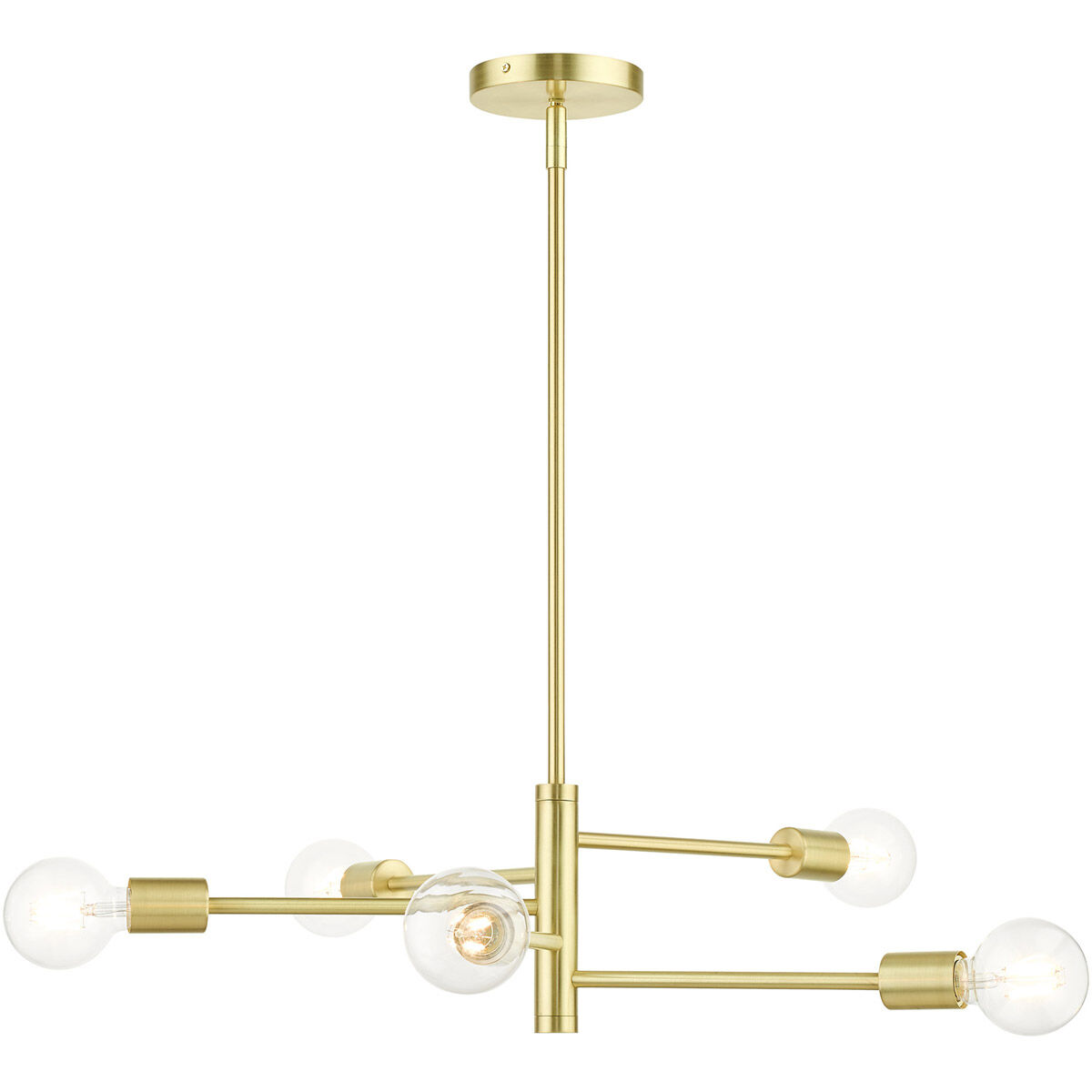 Bannister 5 Light 24 inch Satin Brass Chandelier Ceiling Light