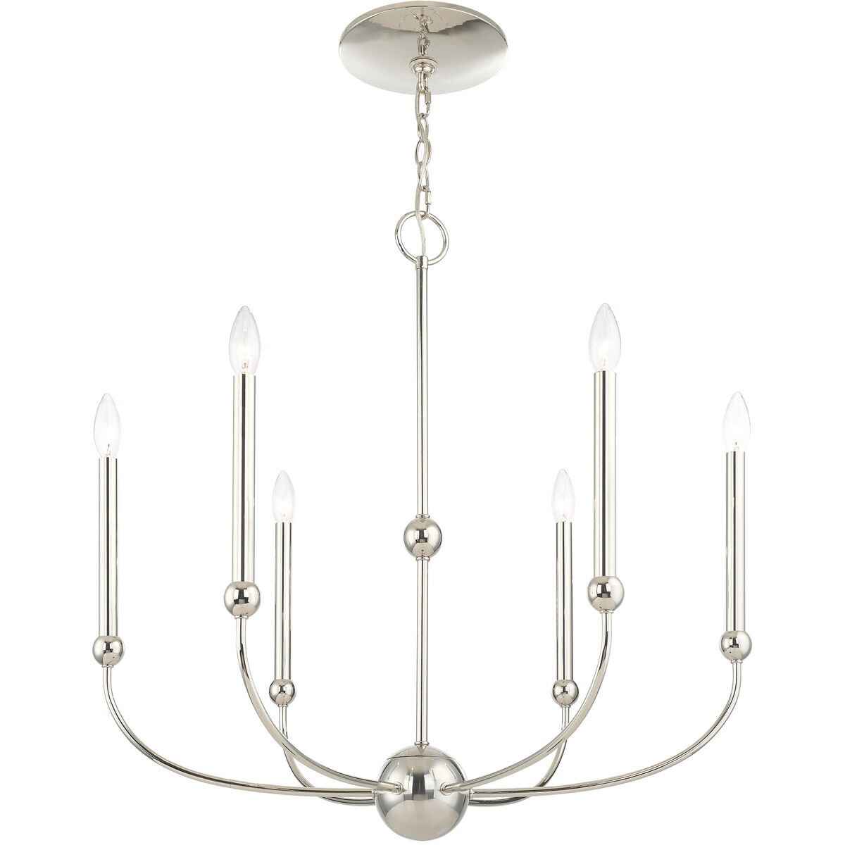 Cortlandt 6 Light 28 inch Polished Nickel Chandelier Ceiling Light