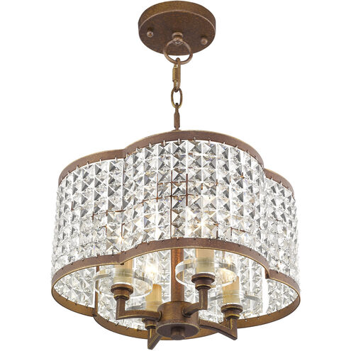 Grammercy 4 Light 14 inch Hand Painted Palacial Bronze Convertible Mini Chandelier/Ceiling Mount Ceiling Light