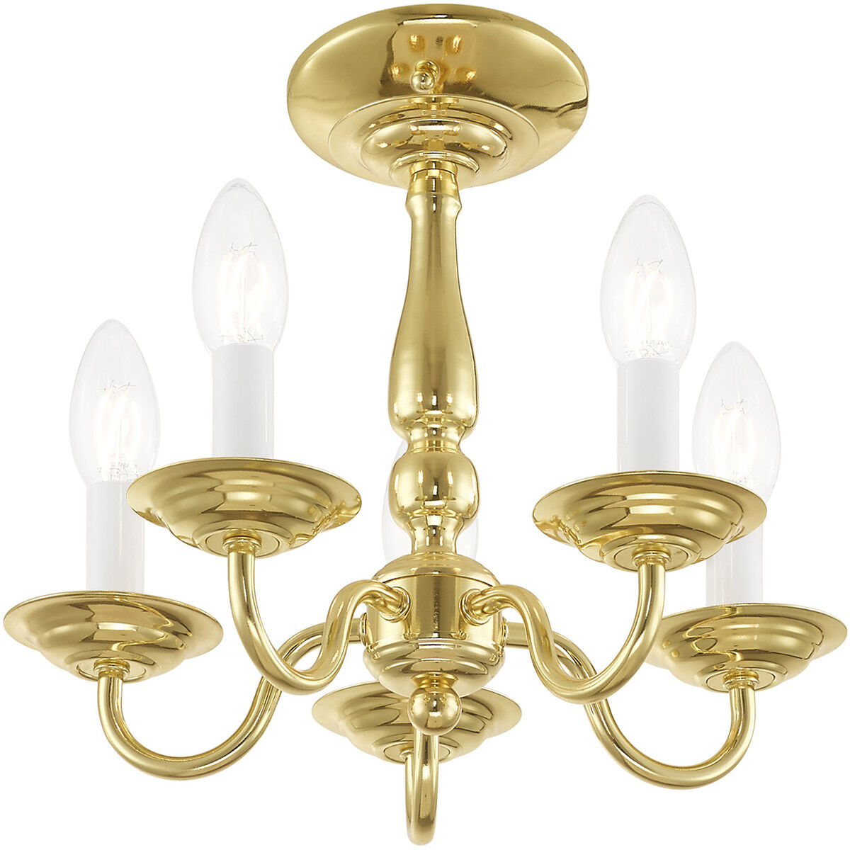 Williamsburgh 5 Light 13 inch Polished Brass Convertible Mini Chandelier/Ceiling Mount Ceiling Light
