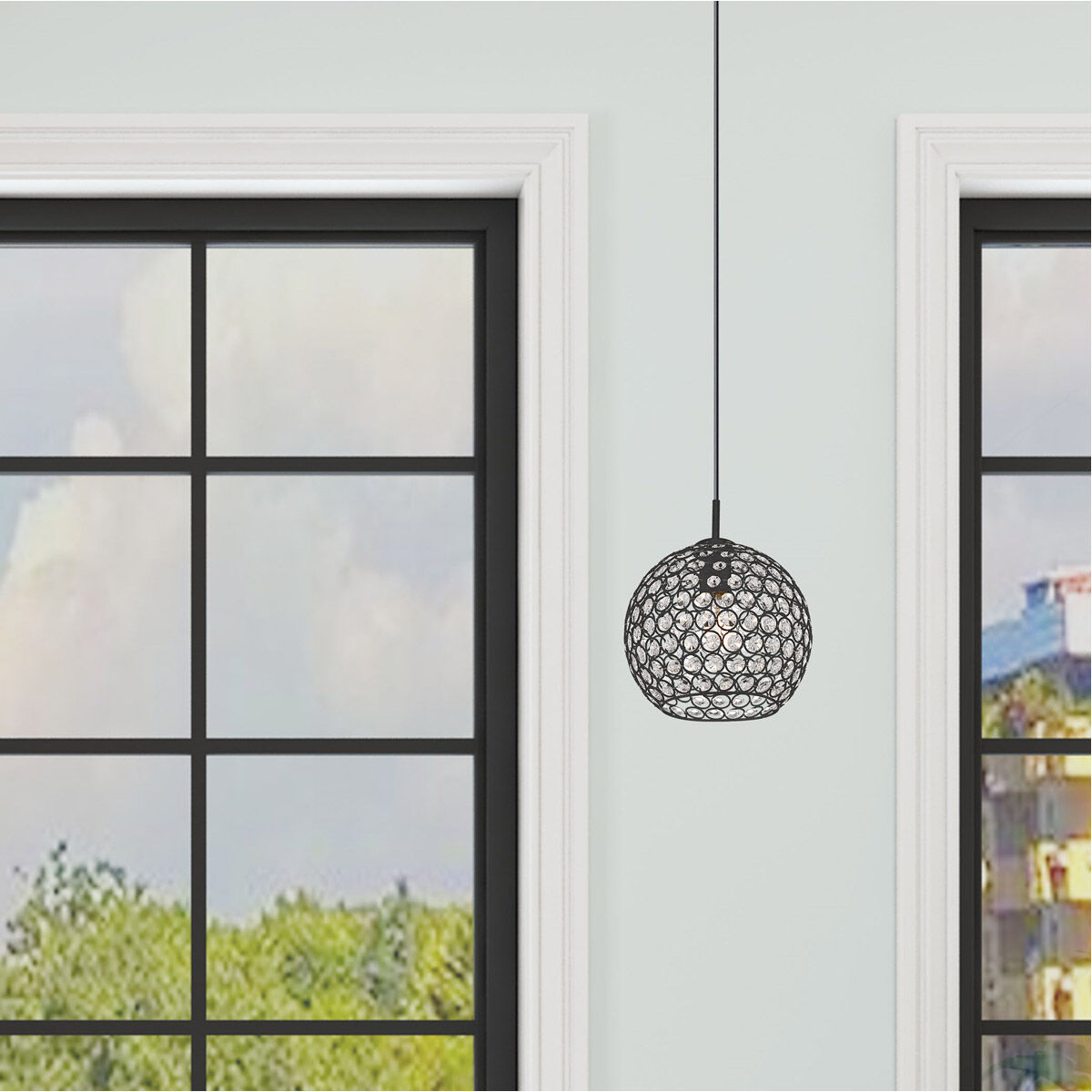 Cassandra 1 Light 9 inch Black Mini Pendant Ceiling Light