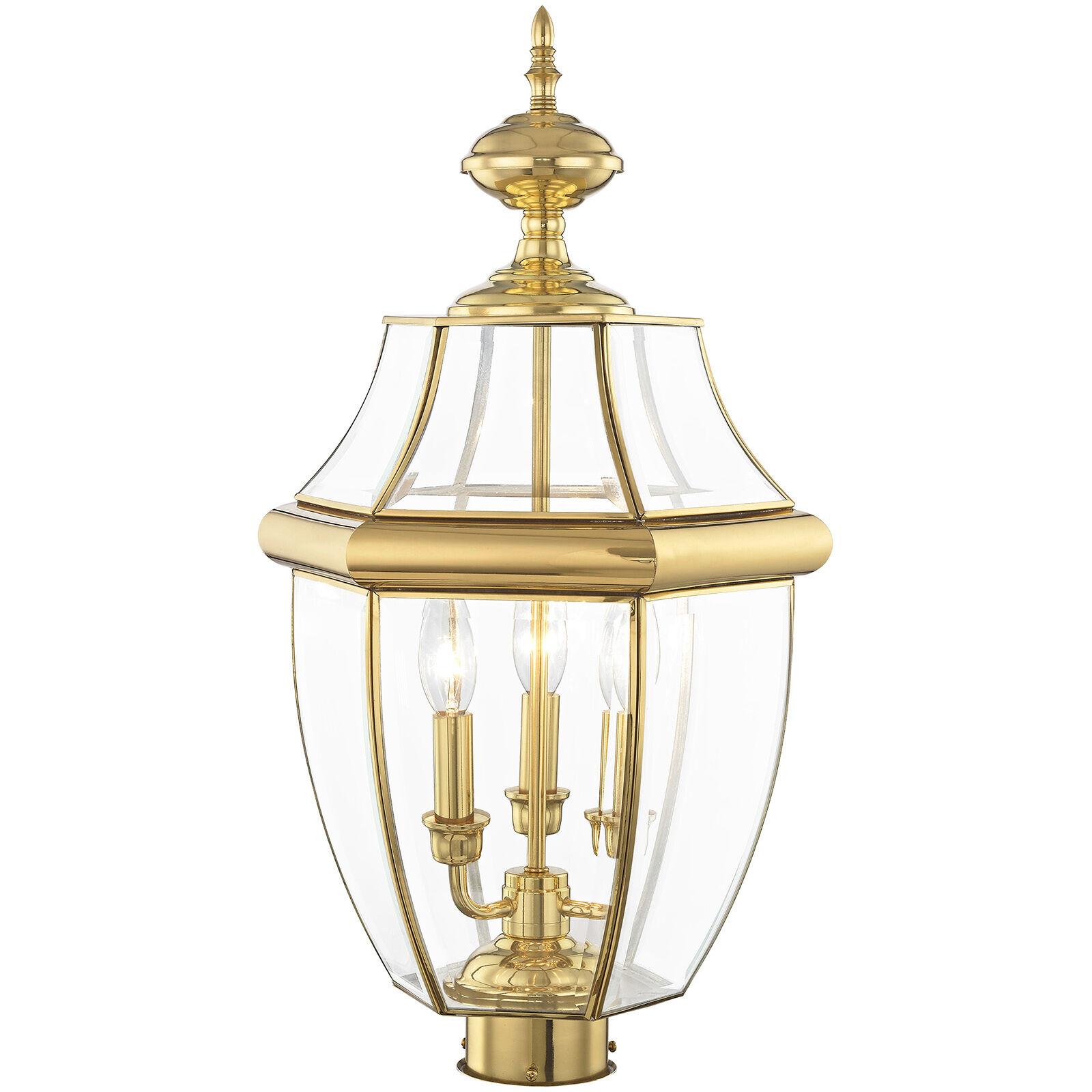 Monterey 3 Light 23.5 inch Polished Brass Outdoor Post Top Lantern