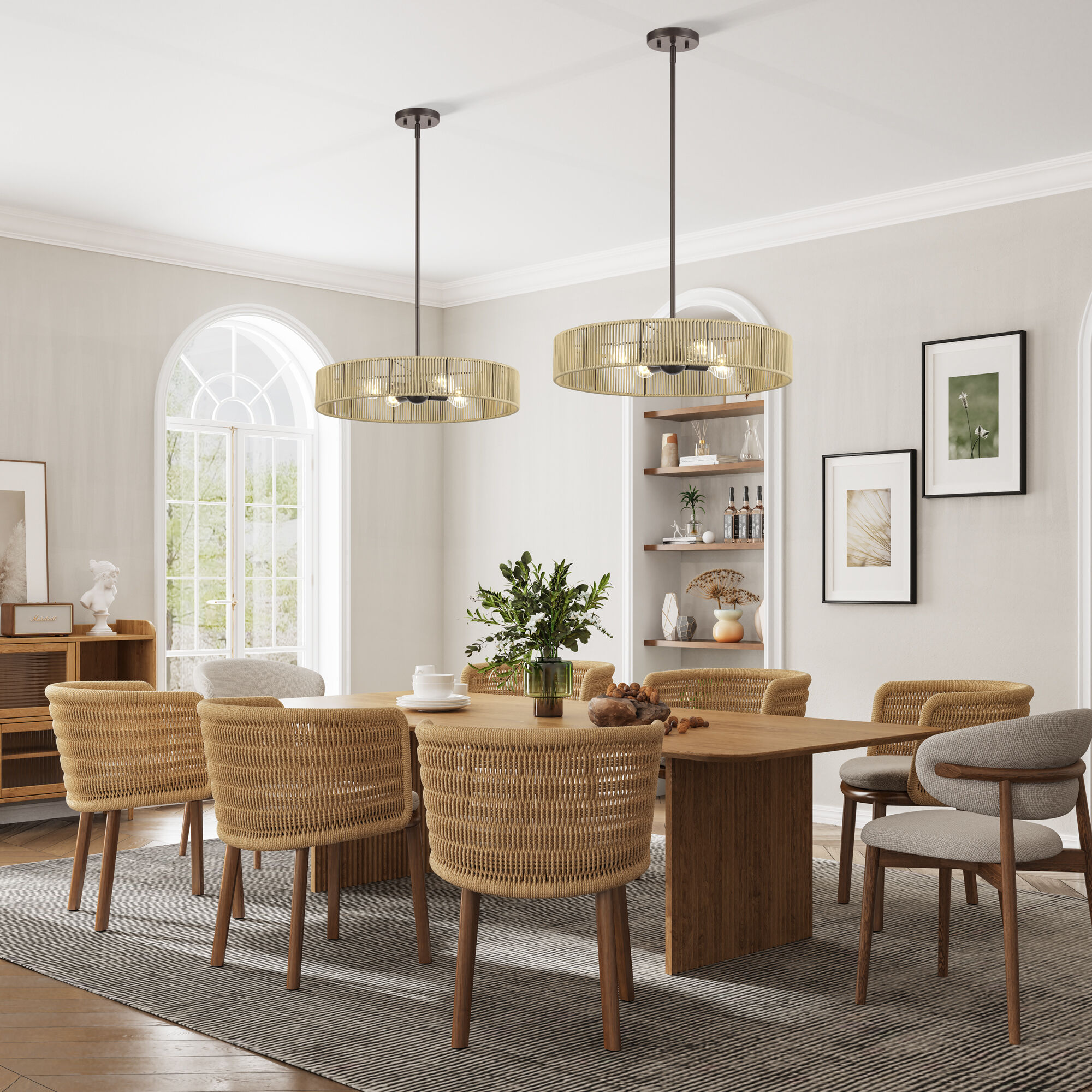 Goldiemesh 4 Light 22 inch English Bronze Pendant Ceiling Light