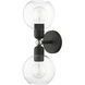 Downtown 2 Light 6.5 inch Black with Brushed Nickel Accents Vanity Sconce Wall Light, Sphere