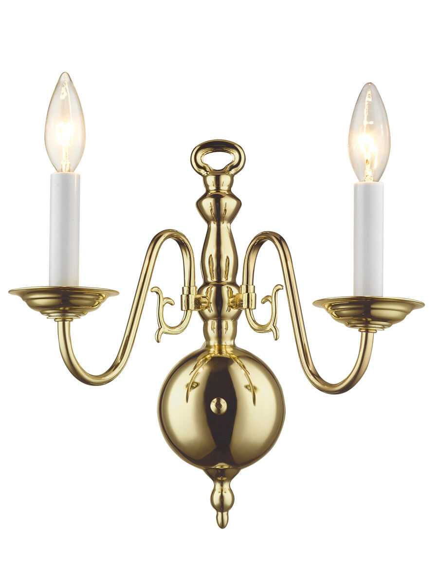 Williamsburgh 2 Light 13 inch Polished Brass Wall Sconce Wall Light